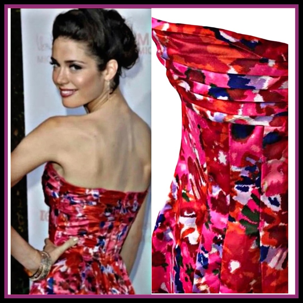 NWT BCBGMAXZRIA BEGONIA COMBO PINK SATEEN DRESS 0 - Picture 6 of 16